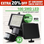 2X 100 LED Solar Sensor Light Outdoor Security Floodlights $55.12 @ ozplaza.living eBay