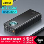 Baseus 30000mAh 65W Power Bank with Free 100W PD Cable US$39.59 (~A$56.08) @ BASEUS Official Store AliExpress