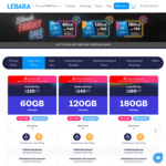Lebara Mobile Plans - Small 180 Day Plan 60GB $49 for 6 Months, Medium 180 Day 120GB $69 for 6 Months (New Customers)
