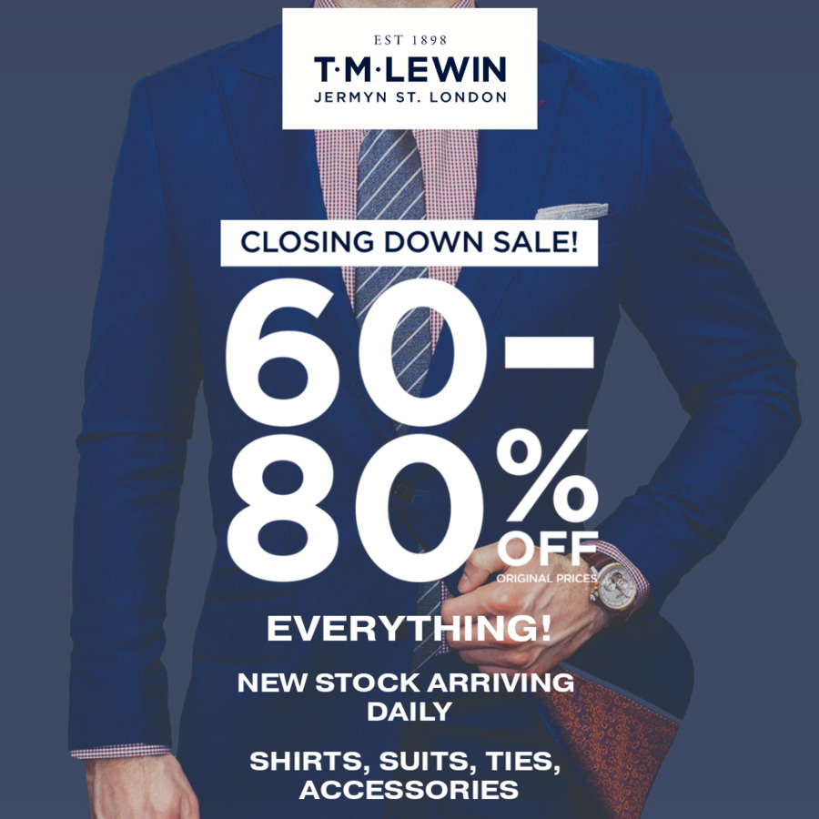 VIC 60 80 off T.M Lewin Closing Down Sale All Shirts 4 for 100