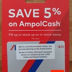5% off AmpolCash & Caltex StarCash Physical Gift Cards @ Ampol & Caltex (In-store at Participating Locations Only)
