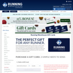 15% Bonus Value on Gift Cards @ Running Warehouse