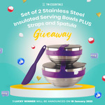 Win a Set of 2 Stainless Steel Insulated Serving Bowl and Silicone Spatula from TM Essentials