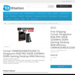 Corsair Vengeance RGB PRO 64GB (2x32GB) 3200MHz DDR4 RAM $309 Delivered + Surcharge @ I.T.Station