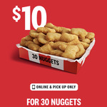30 Chicken Nuggets $10 @ KFC (Online & Pick up Only)