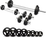 115kg Olympic 7ft Barbell + EZ Curl Bar + Olympic Dumbbells + Weight Set $899 & More Offers + Freight @ Dynamo Fitness