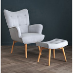 Buckland Premium Armchair with Footstool, Light Grey $249.00 (Was $499.00) + Delivery @ Temple & Webster