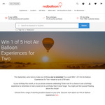 Win 1 of 5 Hot Air Balloon Experiences for 2 Worth up to $700 from RedBalloon