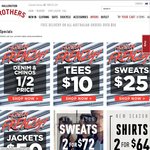 Hallenstein Brothers Fashion Frenzy - Half Price Jeans, Chinos, Sweats, Tees + More!