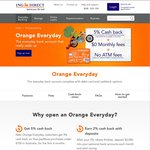 ING Orange Everyone Account 5% Cash Back + $0 Monthly Fee + $0 ATM Fee