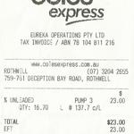 91 Oct Unleaded Fuel - $1.377 c/L  at Shell Coles Express Rothwell - QLD