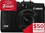 Canon G16 $430 after Cashback Plus Bonus $50 Store Credit from The Good Guys