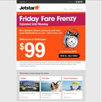 Jetstar Melbourne to New Zealand Fares for $99 from 30th March