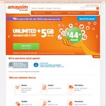 Amaysim New Plans: UNL 5GB $40/ $45, 8GB $50 + 300 International Min, All Plans UNL International SMS