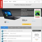 Lenovo ThinkPad 13 i5-6200U, 13.3" FHD, 4GB, 256GB SSD $888 Delivered @ Lenovo Store