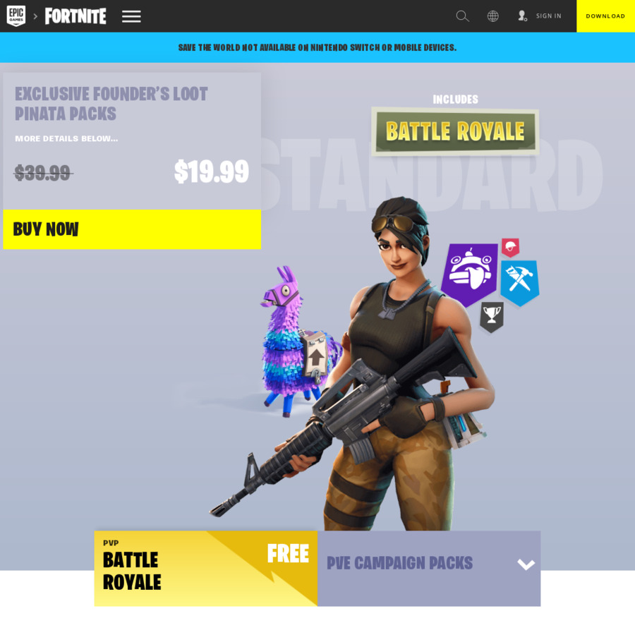 PC/MAC/XB1/PS4] Fortnite 40-50% off All Save The Founder's Packs [FROM ~AU $27.08] -