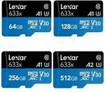 Lexar 633x MicroSD 64GB -2 for $17.96, 128GB -2 for $39.95, SanDisk Ultra Fit 64GB 2 for $24 + Del ($0 w/eBay Plus) @ Apus eBay