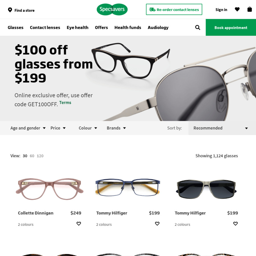 $100 off Glasses from $199 @ Specsavers - OzBargain