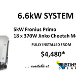[NSW, QLD] 6.6kW Jinko 370W Solar Panels + 5kW Fronius Inverter Fully Installed from $4,480 @ Pristine Solar