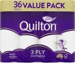 Quilton 3 Ply Toilet Tissue (180 Sheets Per Roll, 11x10cm), Pack of 36 $14 + Delivery ($0 with Prime/ $39 Spend) @ Amazon AU