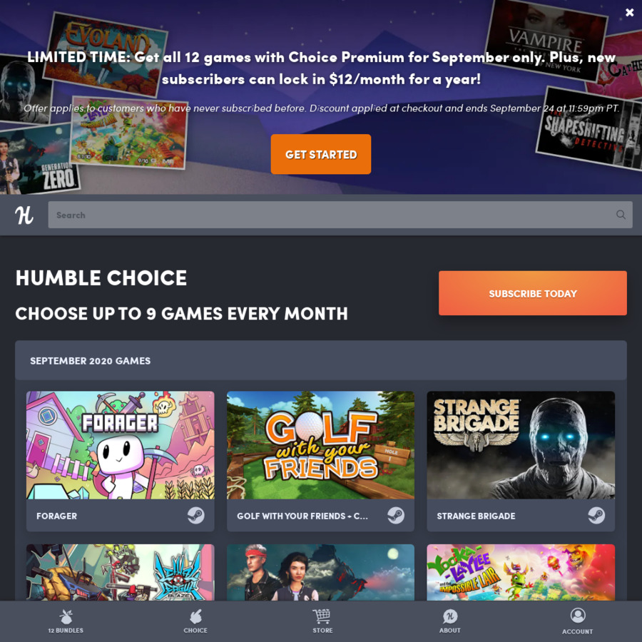 [PC] Steam Humble Choice September 2020 19.99 (3 games)/29.99 (12