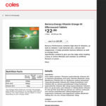 Berocca Energy Vitamin Tablets Orange 45pk $11.40 (1/2 Price) @ Coles