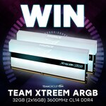 Win a Team T-Force XTREEM ARGB 32GB (2x16GB) 3600MHz CL14 DDR4 White Memory Kit Worth $499 from PC Case Gear