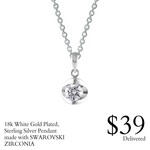 $39 Sterling Silver Pendant with SWAROVSKI ZIRCONIA. Free Shipping to Aus. (RRP$129)