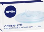 [Prime] NIVEA Crème Soft Moisturising Bar Soap (2 x 100g) $1.49 ($1.34 S&S) Delivered @ Amazon AU