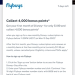 Sign up to Disney+ ($1.99 for First Month) & Earn 4000 Bonus Flybuys Points (Worth $20) @ Flybuys (via App or E-Mail Link)