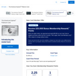 American Express Platinum Charge Card - 225,000 Bonus MR Points ($5,000 Spend in 3 Months, $1,450 Annual Fee) @ American Express