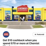 CommBank Rewards: $10 Cashback with $70 Spend @ Chemist Warehouse