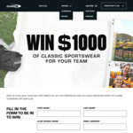 Win $1,000 of Classic Sportswear for Your Team from Classic Sportsware