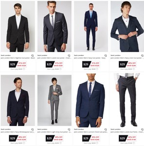 Jack London Men's Assorted Suit Jackets (Various Styles/Colours, Various Sizes Between 44-58) $29 + Delivery @ OzSale