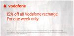 Woolworths: 15% off Vodafone Recharges