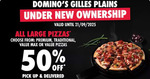 [SA] 50% off All Large Pizzas @ Domino's (Gilles Plains)