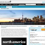 Air New Zealand $200 off Fares to North America (Departing up to Feb-March, Return Feb-April)