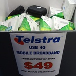 Telstra Prepaid 4G USB Mobile Broadband (including 2GB Data) for $49 @ Harvey Norman Maryborough QLD