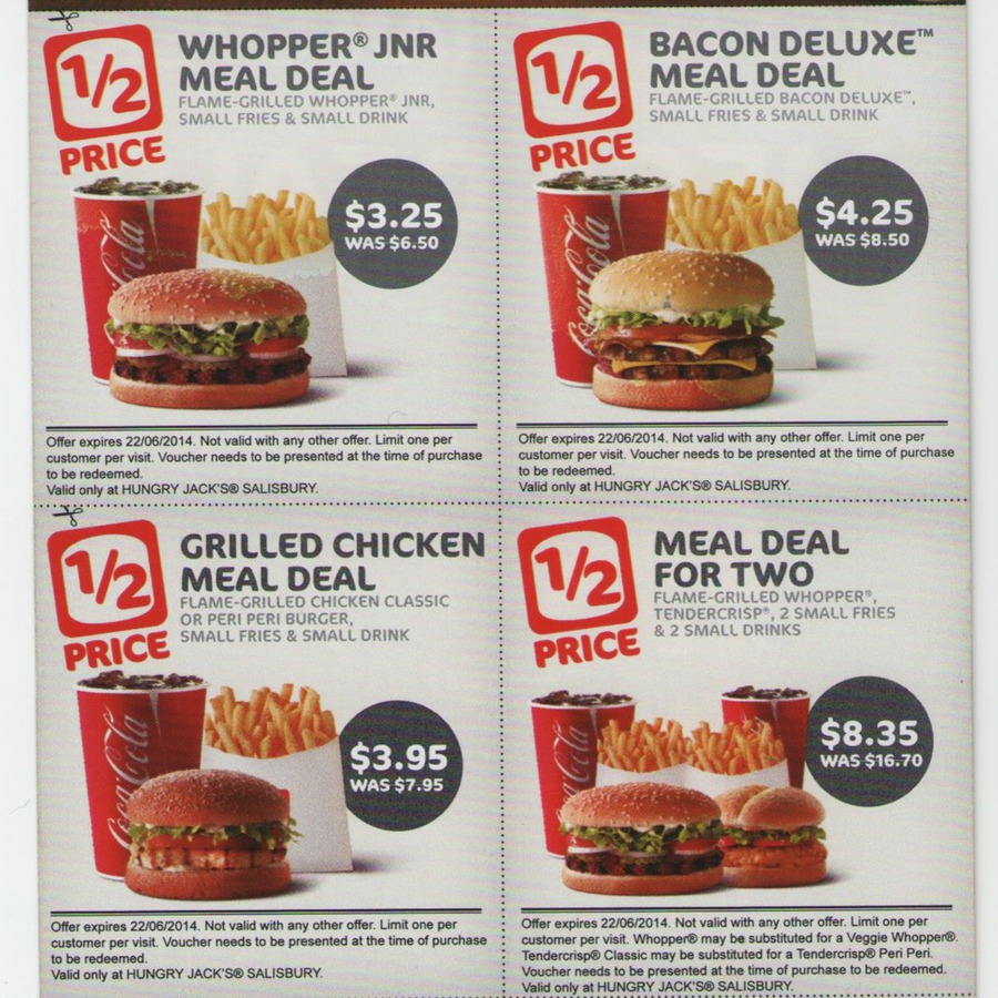 Hungry Jacks Salisbury SA- Whopper JNR Meal $3.75, Bacon Deluxe Meal $4 ...