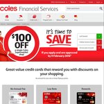 Coles No Annual Fee Mastercard - $100 off a Single Shop