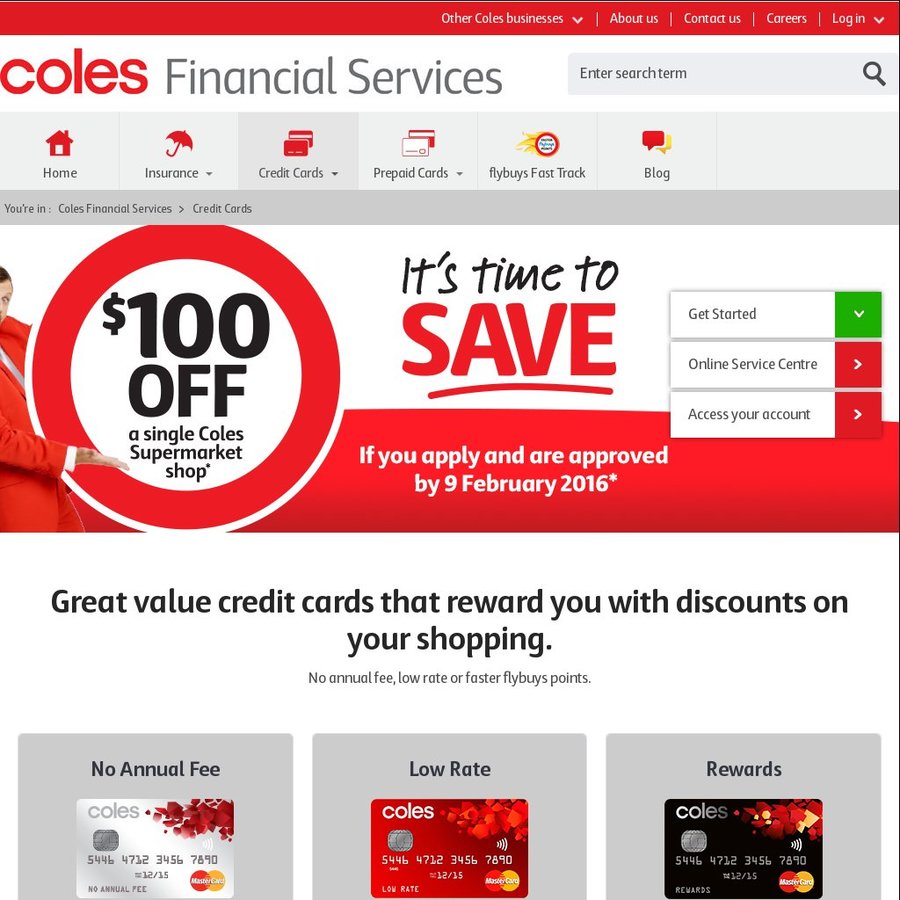 Coles No Annual Fee Mastercard - $100 off a Single Shop - OzBargain