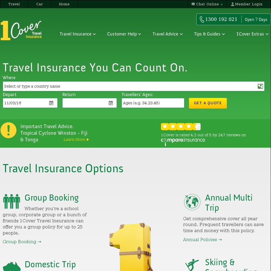 1cover travel insurance discount