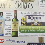 Corona 24pk, Jameson/Bombay Saphire 700ml $10 off ($34.99).  Spend $50 or More on Groceries at Pauls IGA, Ringwood East VIC