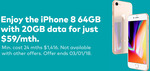 iPhone 8 on Optus $59 Plan, 20GB Data, No Handset Repayments