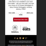 [New Customers] Get FREE 10 Chicken McNuggets or 10 Spicy Chicken McNuggets Including Delivery for Your First Order @ Uber Eats