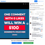 Win a $100 Domino's Voucher  for Post with No Likes from Domino's