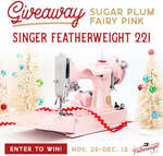 Win a Custom Painted "Sugar Plum Fairy Pink" Singer Featherweight 221 Worth US$2,400 from Featherweight Shop