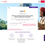 50% Bonus Velocity Points with Eligible Singapore Airlines (SQ or VA) Flights @ Velocity Frequent Flyer (Activation Required)