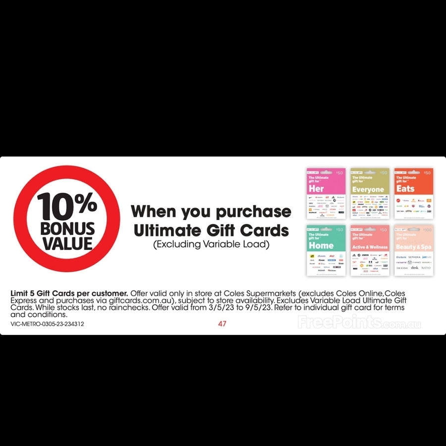 Bonus 10% on Ultimate Gift Cards (Excl. Variable Load)  20x Everyday  Rewards Points on $50 Uber & Apple Gift Cards @ BIG W - OzBargain