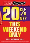 Grab a Whopping 20% off at Repco - This Weekend Only!